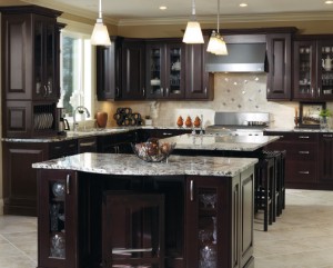 Traditional raised cherry cocoa kitchen